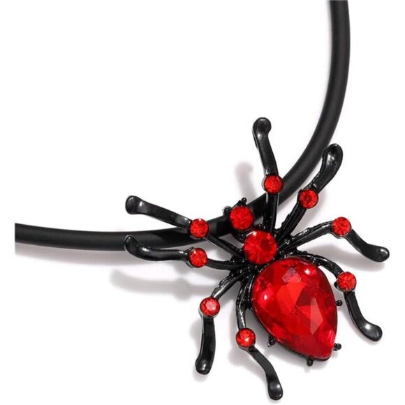 jewelry Halloween Choker Ncklace for Women Crystal Spider Pendant Necklace - Picture 2 of 4